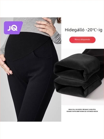 Kismama nadrág gyapjú-keverékből, hosszú, magas derék, has-támasz, fleece-bélés