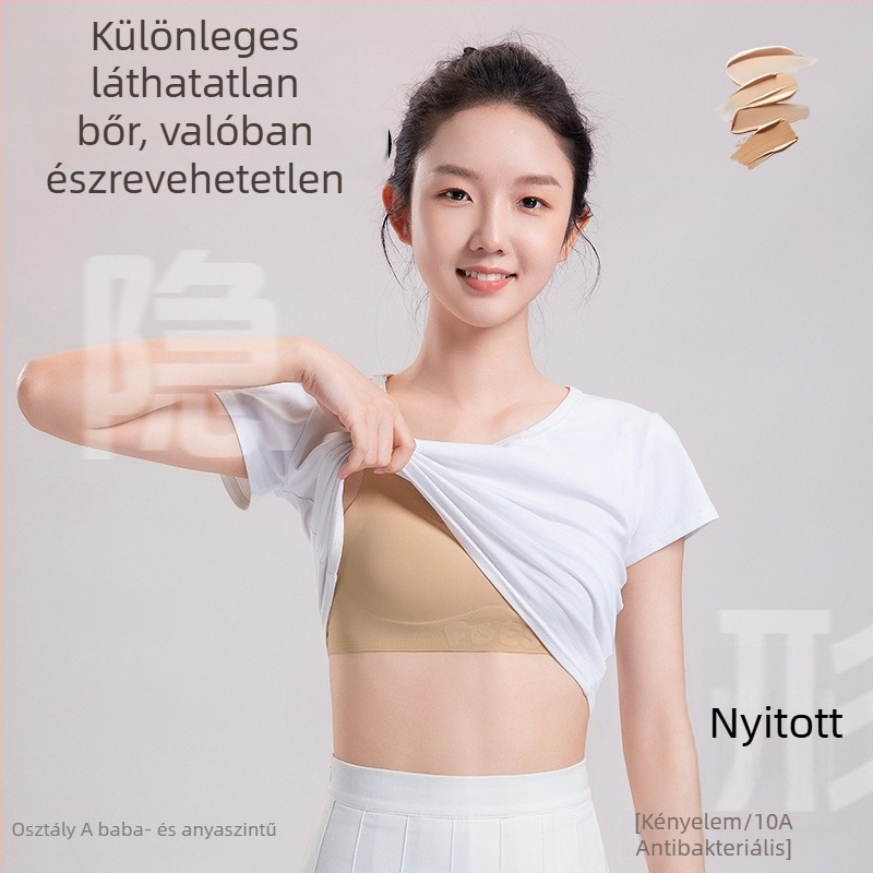 Beépített 12–15 éves serdülő lányoknak készült sportos tanktop melltartó; teljes kosár, vékony formázott kosár; formázott kosár pamutból; fő anyag: spandex; bélés: nylon/poliamid 70–80%; zárás nélküli; rögzített dupla pántok