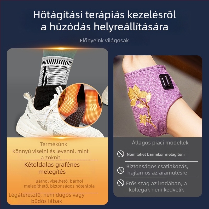 Grafén melegítő boka készlet – melegítéssel és ficam elleni védelemmel
