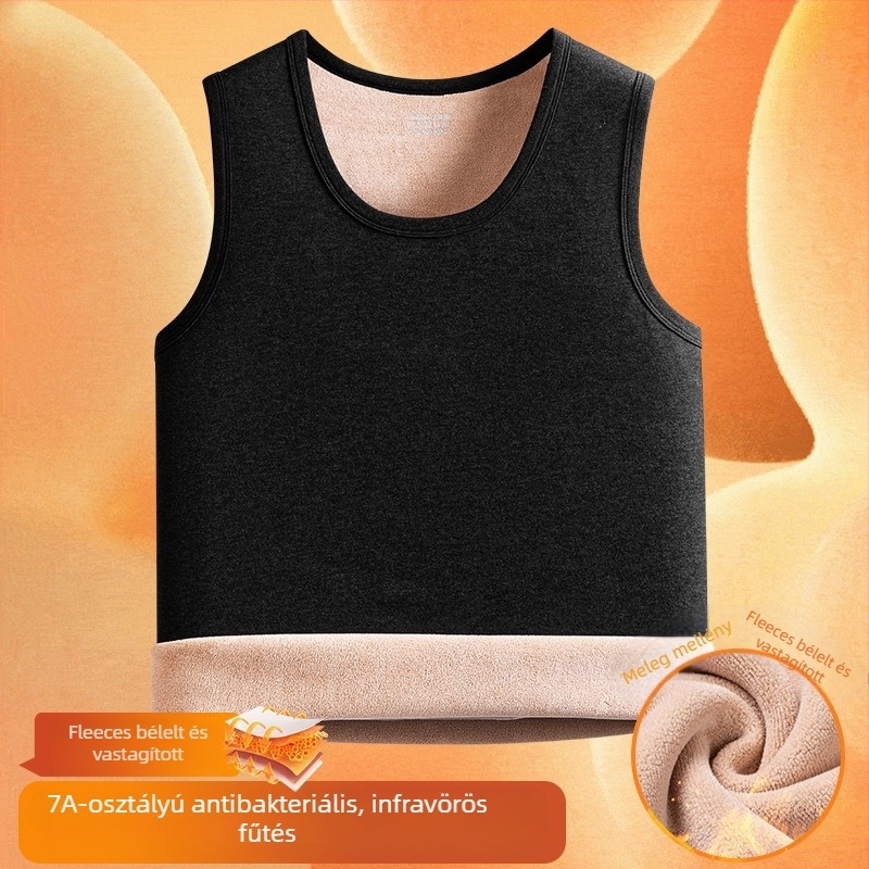 Férfi téli mellény fleece-béléssel, 95% poliészter, egyszínű mintázat