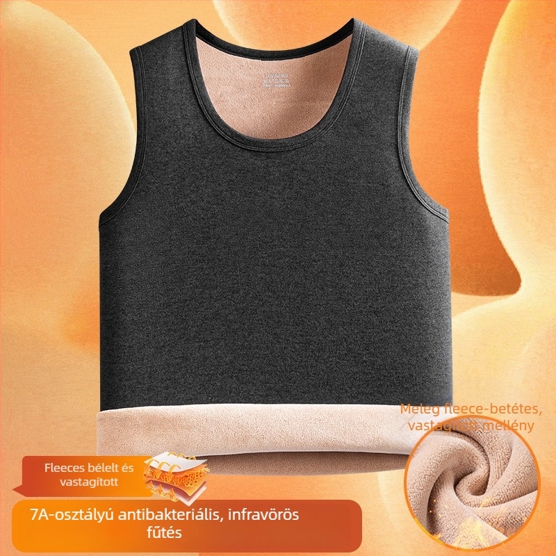 Férfi téli mellény fleece-béléssel, 95% poliészter, egyszínű mintázat