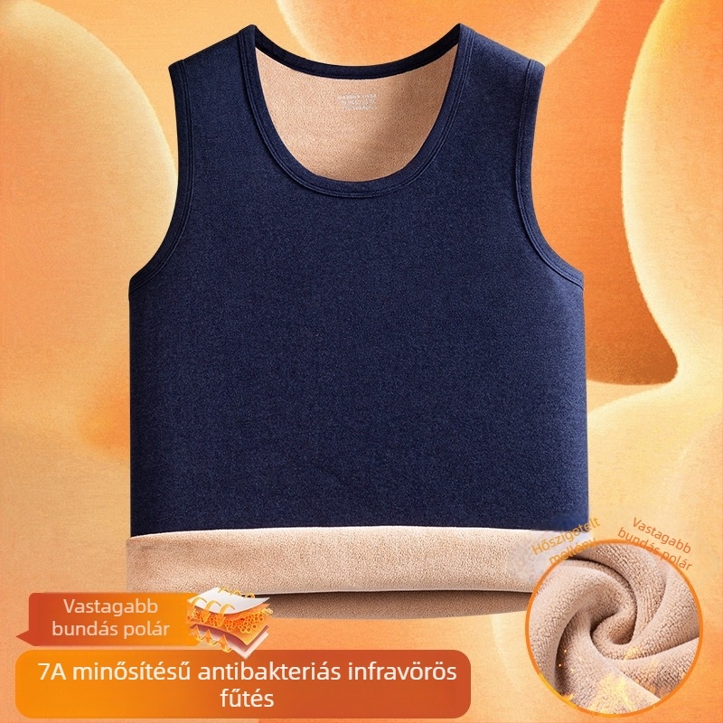 Férfi téli mellény fleece-béléssel, 95% poliészter, egyszínű mintázat