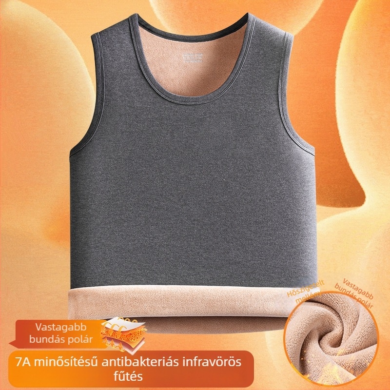 Férfi téli mellény fleece-béléssel, 95% poliészter, egyszínű mintázat