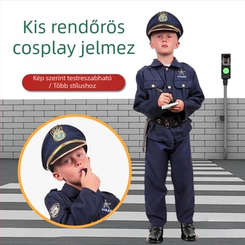 Gyermek rendőr cosplay jelmez – Poliészter munkaruházat, 3–8 éveseknek, Raktáron, 2024 tavasz