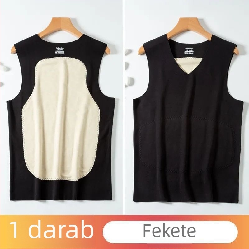 Férfi melegítő mellény kettős oldalú fleece béléssel, varrás nélküli dizájn, patch kivitel, téli meleg