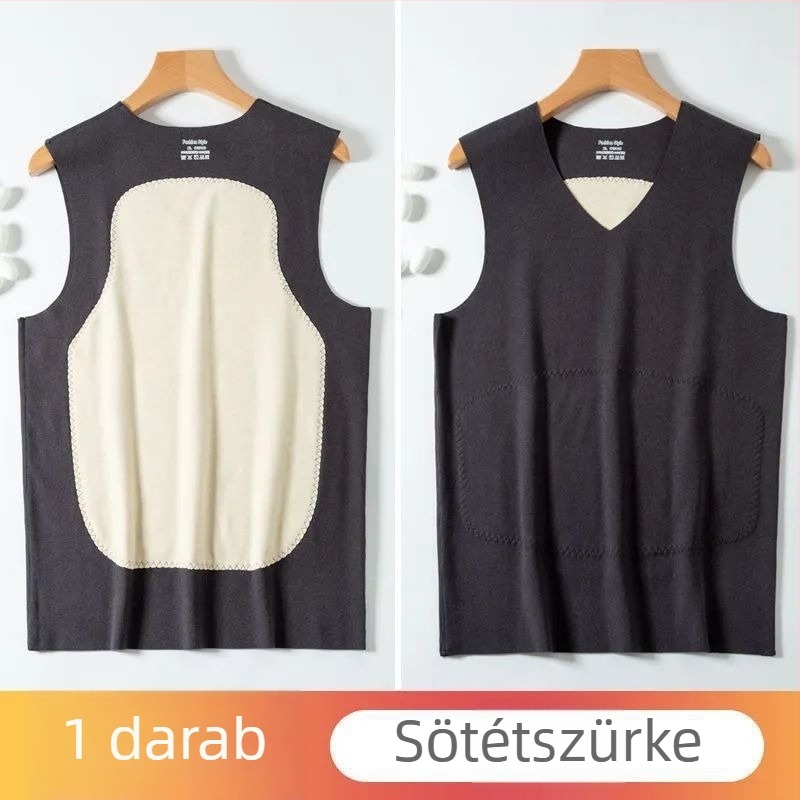 Férfi melegítő mellény kettős oldalú fleece béléssel, varrás nélküli dizájn, patch kivitel, téli meleg
