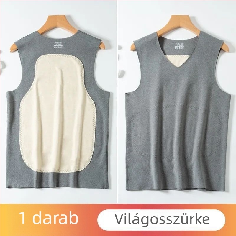 Férfi melegítő mellény kettős oldalú fleece béléssel, varrás nélküli dizájn, patch kivitel, téli meleg