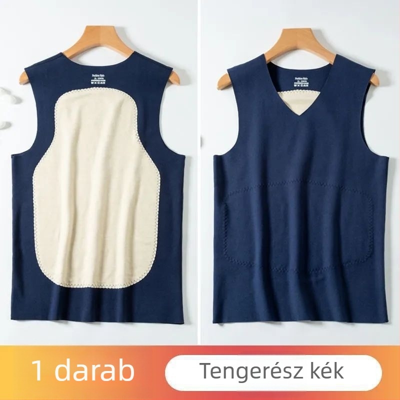 Férfi melegítő mellény kettős oldalú fleece béléssel, varrás nélküli dizájn, patch kivitel, téli meleg
