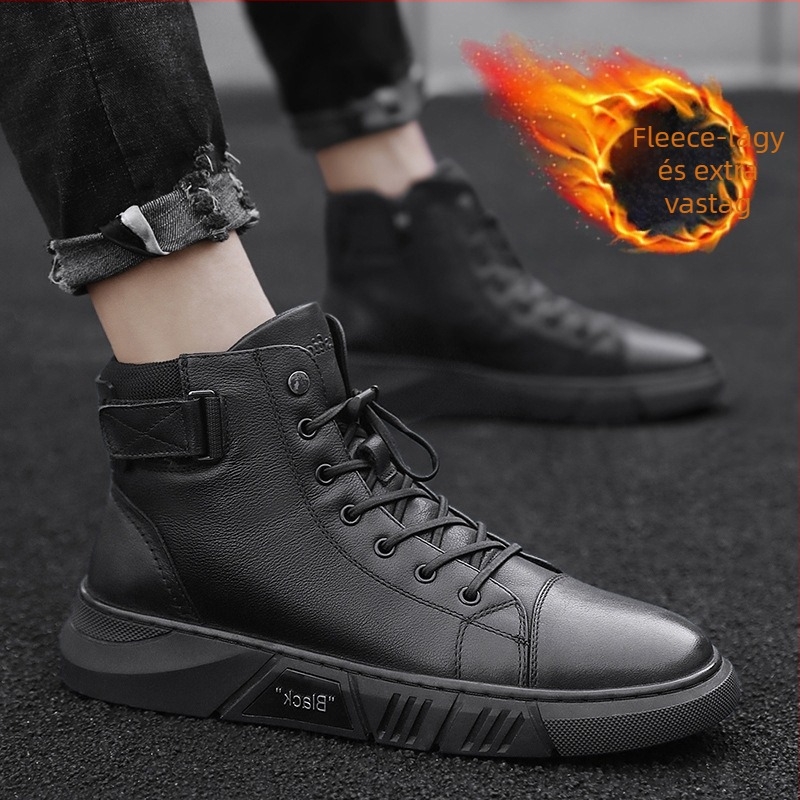 Férfi Martin csizma pamutból, magas, téli, melegek, PU felső, PVC talp, kerek orr, lapos sarok