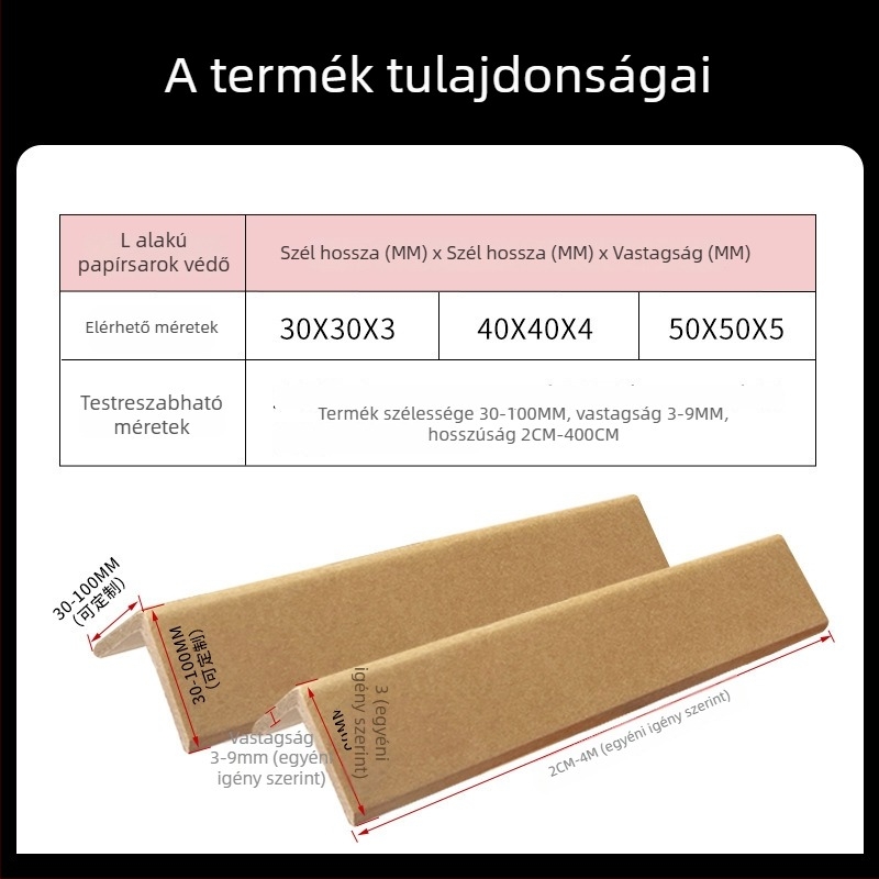 L típusú papír sarokvédő, Kraft papírból, papírsarok-technológia, Brown Shuo logó nyomtatva