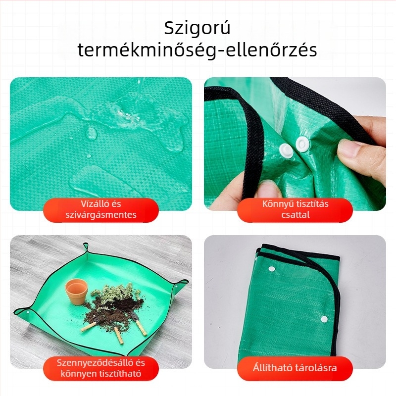 Családi kerti vízálló ültető alátét — műanyagból, vastag kivitel, a cserepek forgatásához, talajkeveréshez és kert rendezéséhez