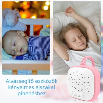 Baba alvást segítő hordozható fehér zaj készülék zenés funkcióval — kijelző nélkül, töltési verzió, akkumulátor nélkül