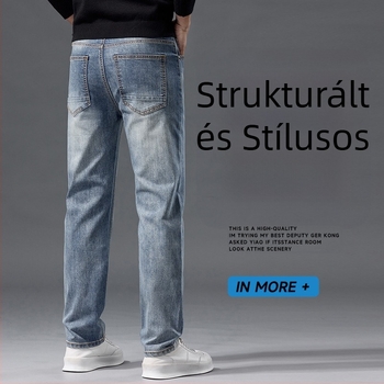 Nadrág – egyenes szárú, középső derék, zipzár, pamut-stretch denim