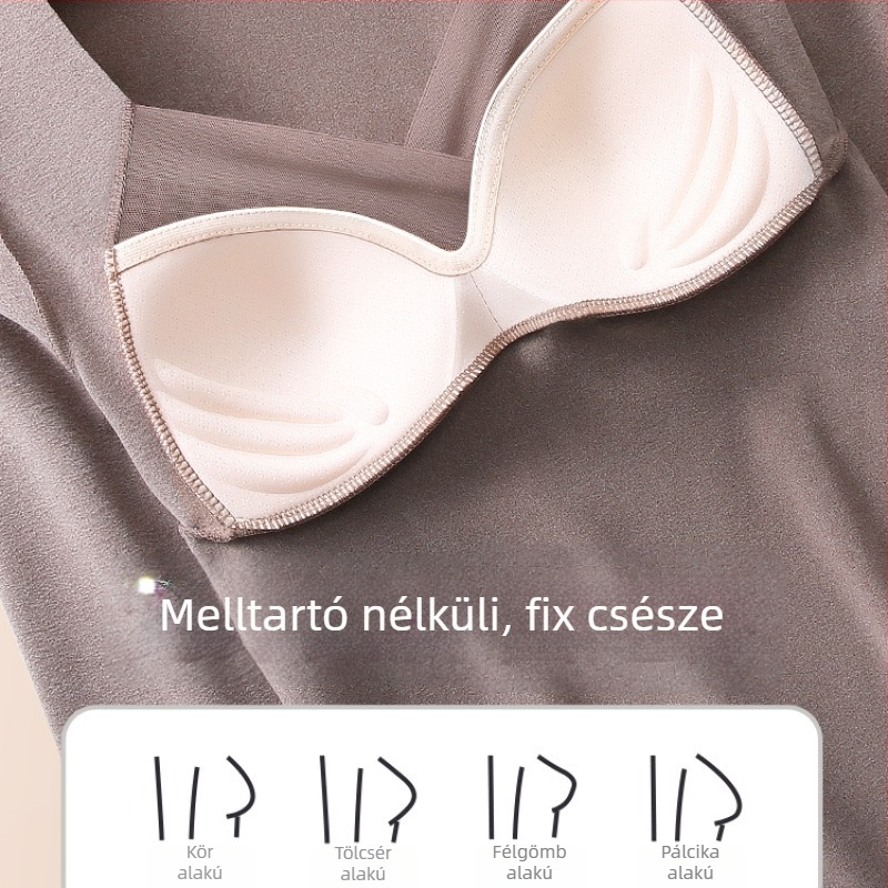 Női termosz alapréteg felső mellkas párnával, V-nyakú, hosszú ujjú, De Velvet akril anyag, rendkívül vastag anyag