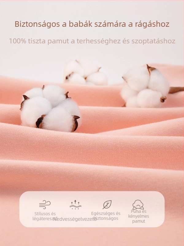 Pamut kismama pizsama készlet, két darabos, kerek nyak, hosszú ujjú, bő szabás, terhesség és szoptatás