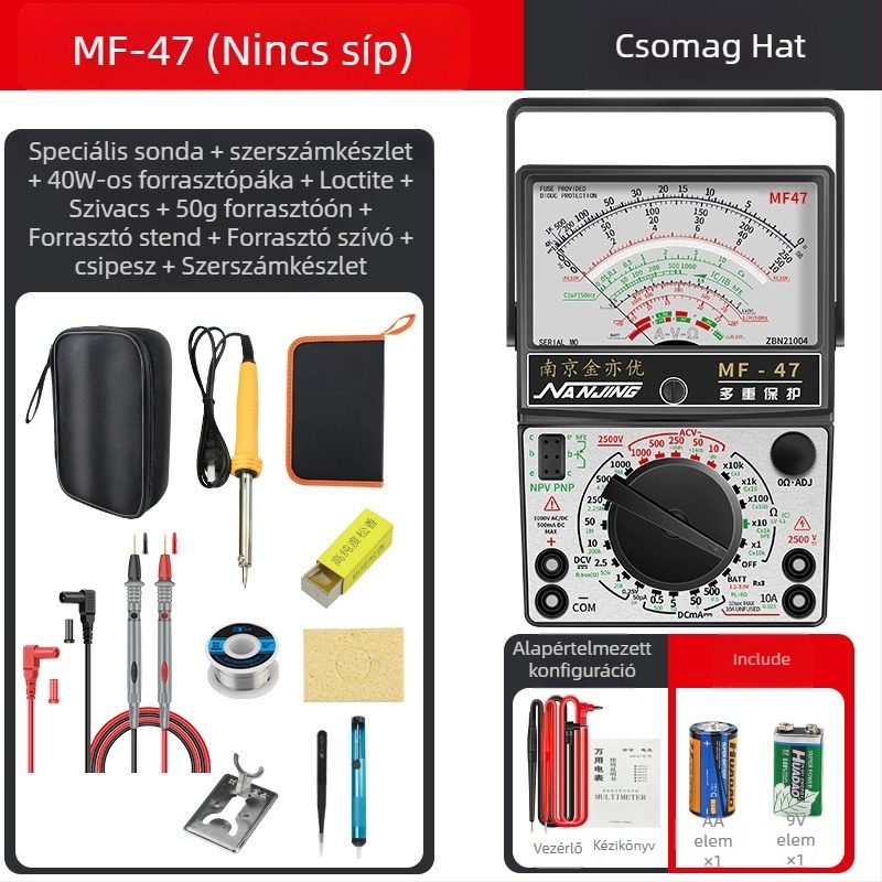 MF47A mechanikus analóg multiméter — nagy pontosságú, tűs kijelző, MF47A modell