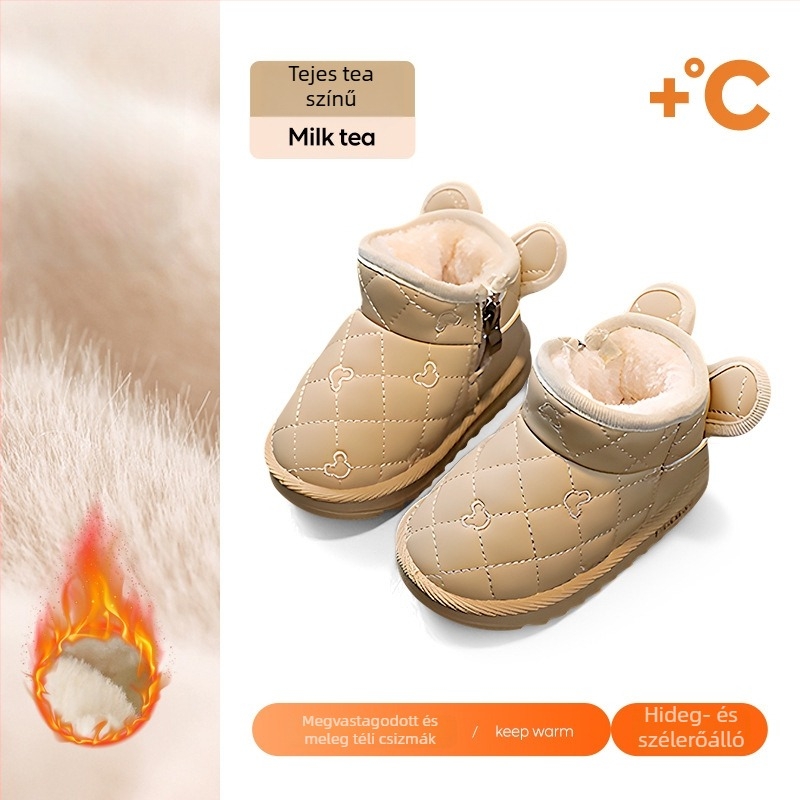 JOYNCLEON Gyerek téli bakancs 4–6 évesek | Unisex, Műbőr felsőrész, vastag belső bélés, gumírozott talp, oldalsó cipzár