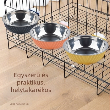 Felfüggeszthető etető- és itatótál macskáknak, kör alakú, anyag: PP + 201 rozsdamentes acél