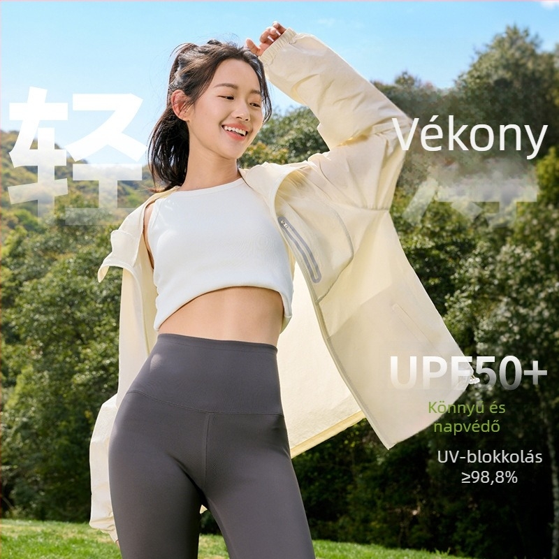 Kültéri szélálló kabát kapucnival, UPF50+ UV védelem, gyorsan száradó, légáteresztő, nylon anyag