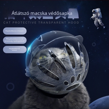 Maszkok - Átlátszó műanyag macska fejfedő háziállatok számára, 60 darabos készlet, márka Zhen Qi Meow, licencelt magáncímke