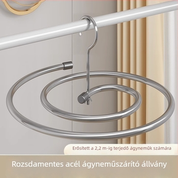 Rozsdamentes acél spirálkör szárító-akasztó erkélyre – modern, minimalist stílus, lepedők és paplanhuzatok szárítása