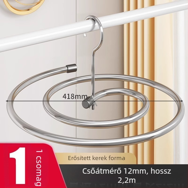Rozsdamentes acél spirálkör szárító-akasztó erkélyre – modern, minimalist stílus, lepedők és paplanhuzatok szárítása