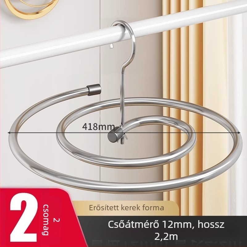 Rozsdamentes acél spirálkör szárító-akasztó erkélyre – modern, minimalist stílus, lepedők és paplanhuzatok szárítása