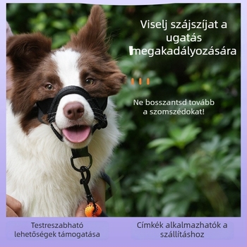 Textil kutyaszájkosár | Megakadályozza harapást és ugatást | Lehetővé teszi a vízivást | Nem importált termék