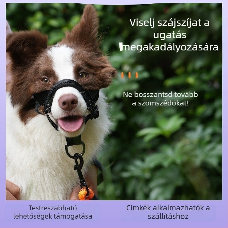Textil kutyaszájkosár | Megakadályozza harapást és ugatást | Lehetővé teszi a vízivást | Nem importált termék