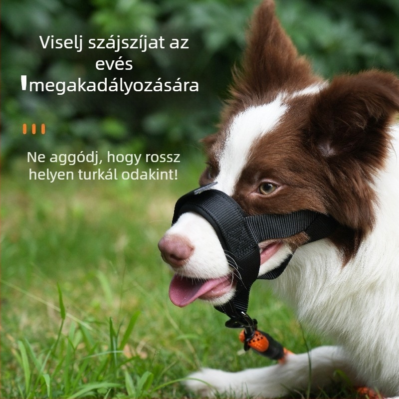 Textil kutyaszájkosár | Megakadályozza harapást és ugatást | Lehetővé teszi a vízivást | Nem importált termék