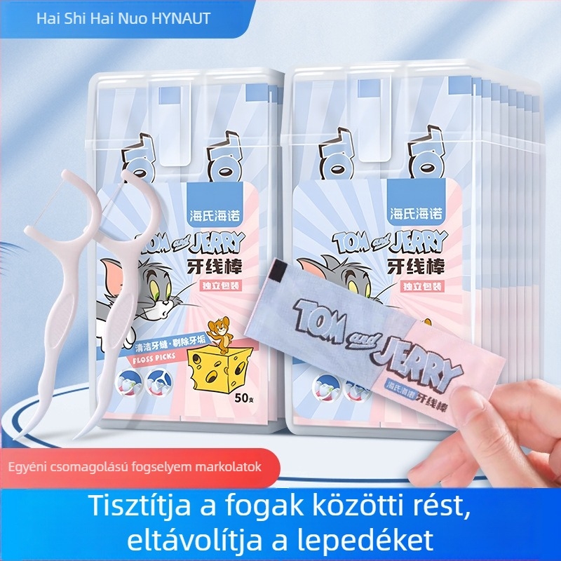 Hainuo fogászati fogselyem pálcikák, egyszer használatosak, egyenként csomagoltak, hordozható, 50 darab