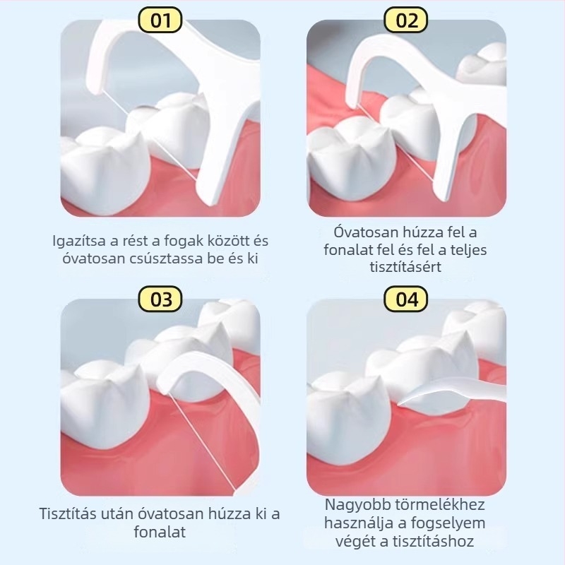 Hainuo fogászati fogselyem pálcikák, egyszer használatosak, egyenként csomagoltak, hordozható, 50 darab