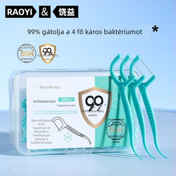 RAOYI antibakteriális interdental floss pálcikák, egyszer használatos műanyagból, 50 darabos doboz