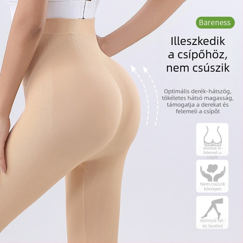 Kismama varrat nélküli jóga leggings, magas derék, hosszú, fenékemelés hatás, közepes vastagságú, nylon-spandex keverék
