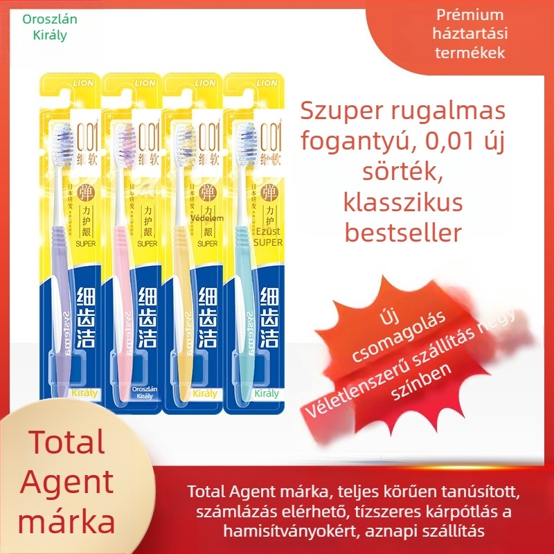 Lion fogkefe felnőtteknek, manuális, finom tisztítás, ínyvédő funkció, puha sörték, egy csomag, doboz 48 darab.