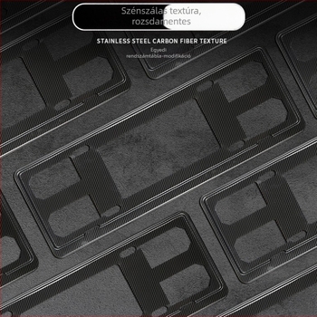 Autó rendszámkeret, rozsdamentes acélból, snap-on szerelés, modell G-T-03, kompatibilis kék rendszámtáblákkal