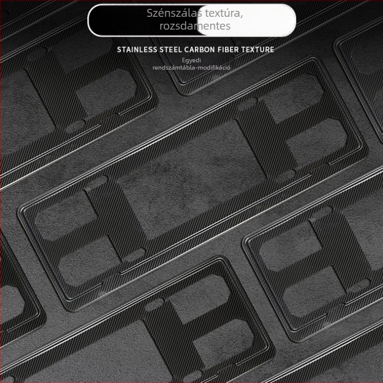 Autó rendszámkeret, rozsdamentes acélból, snap-on szerelés, modell G-T-03, kompatibilis kék rendszámtáblákkal