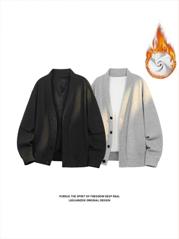Open-front waffles kötött kardigán-sweatshirt, tél, felnőtt férfi, poliészter 96%+, 180–250 g