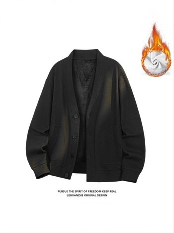 Open-front waffles kötött kardigán-sweatshirt, tél, felnőtt férfi, poliészter 96%+, 180–250 g