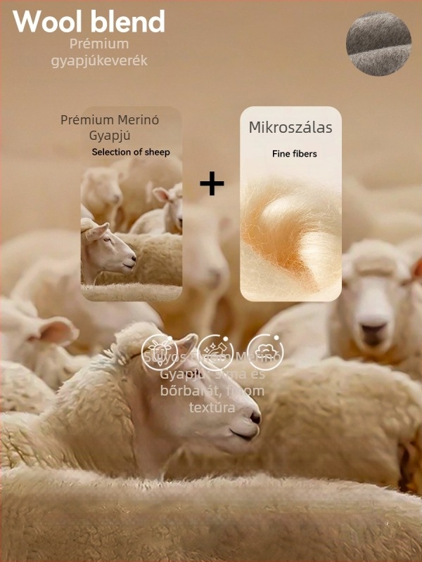 Súlyos gyapjú keverékből készült pulóver, laza szabású, V-nyak, hosszú ujjú, selymes felület – mindennapi pulóver