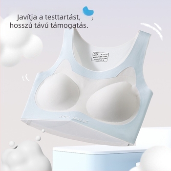 Nylon anyagú tinilányoknak szánt melltartó, hátul keresztpántos seamless, lélegző, nedvességelvezető, teljes kosár, vékony formázott kosár, rögzített dupla pántok