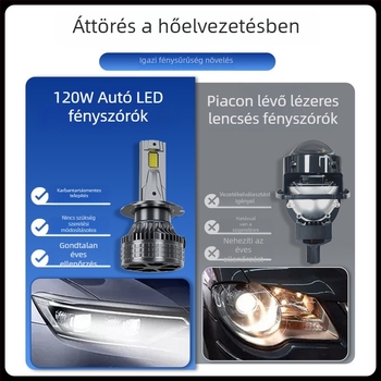 K12 kettős rézcsöves autó LED fényszóró, 120W, 16000lm, 12V, IP68