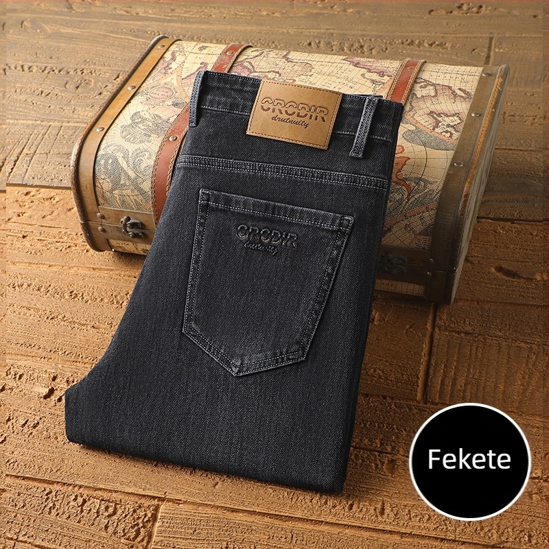 Férfi őszi casual nadrág, egyenes szabás, középső derék, húzózsinór zárás, zsebdíszítés
