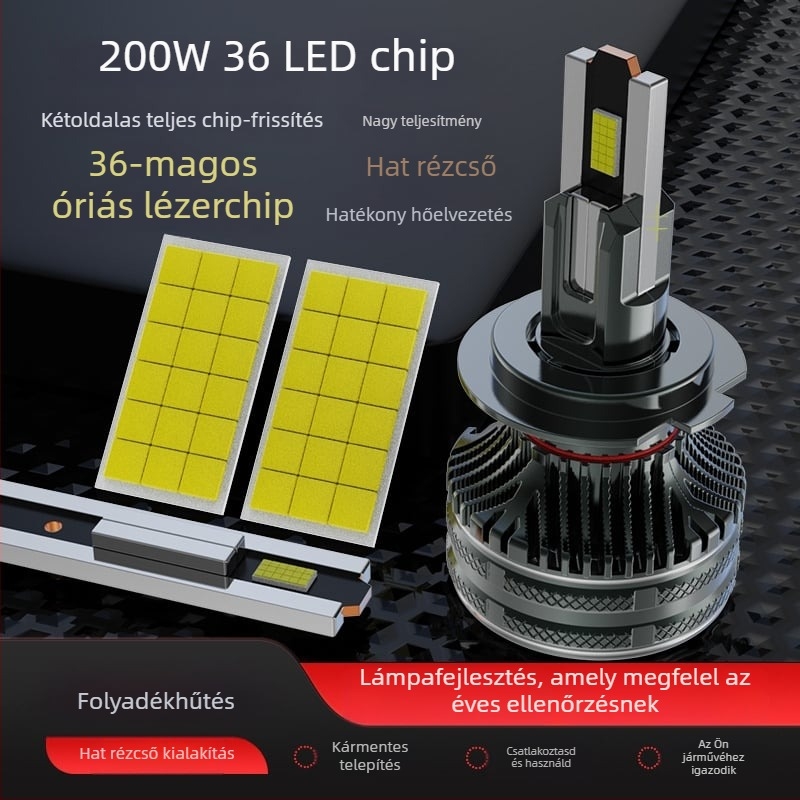 Gépjármű LED Lézeres Fényszóró V50-6 Copper Tube, 200W, 98600LM, 12V, IP68