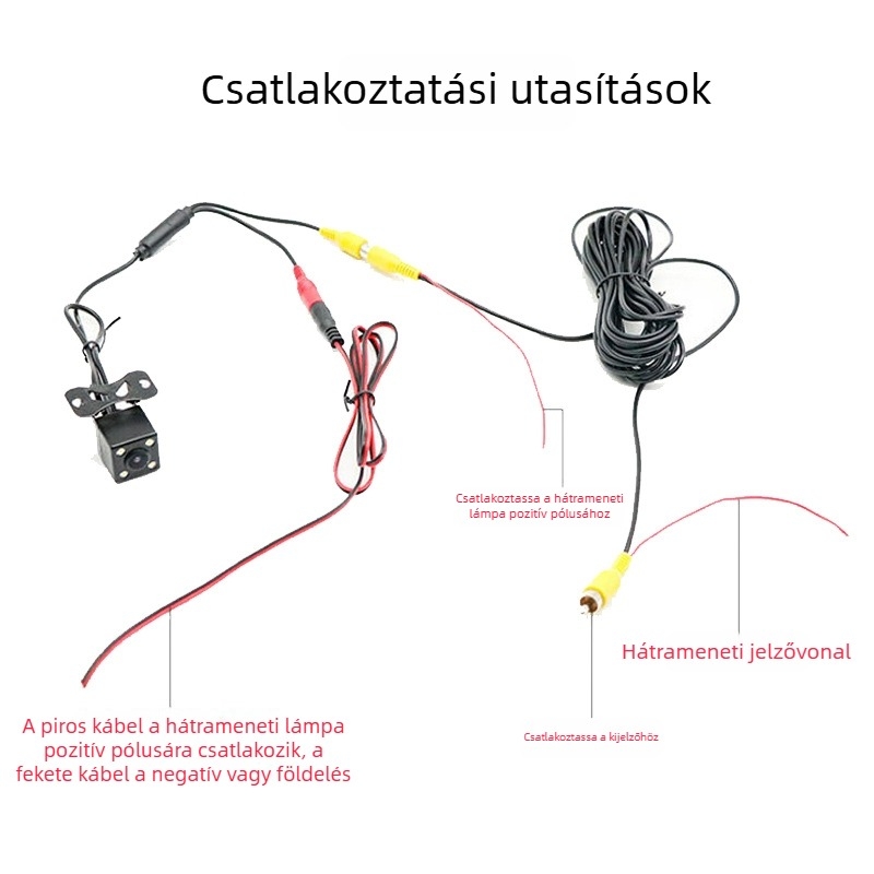 Autóhátsó kamera éjjellátással, 1920x1080, 12V, 3.3W, 90°/120°/200° AV/CVBS