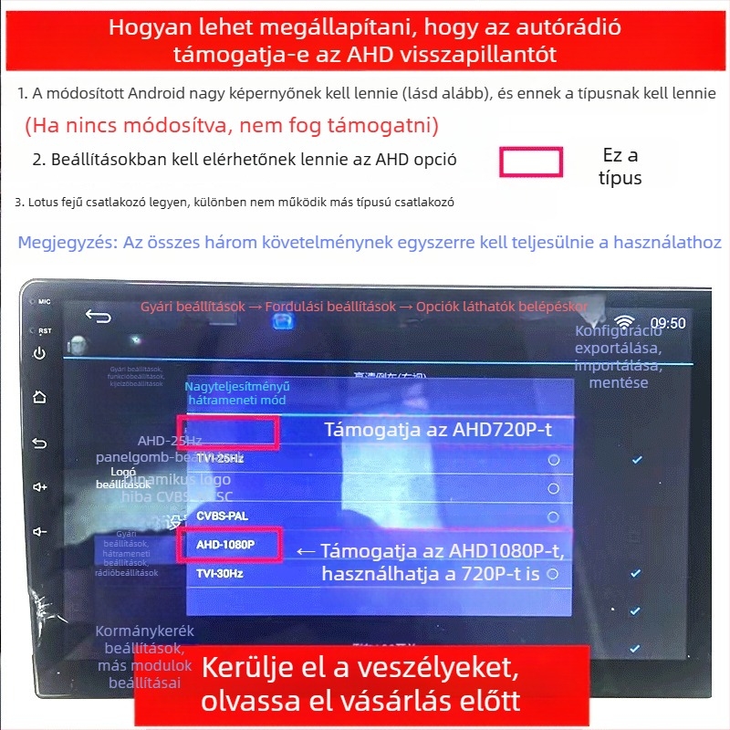 AHD hátulról nézet kamera fisheye lencsével, 720P, 12V, 90° állítható szög, CVBS