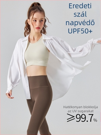 Női UV-védelmes hosszú ujjú ing, jégselyem anyag, lélegző, gyorsan száradó, UPF50+
