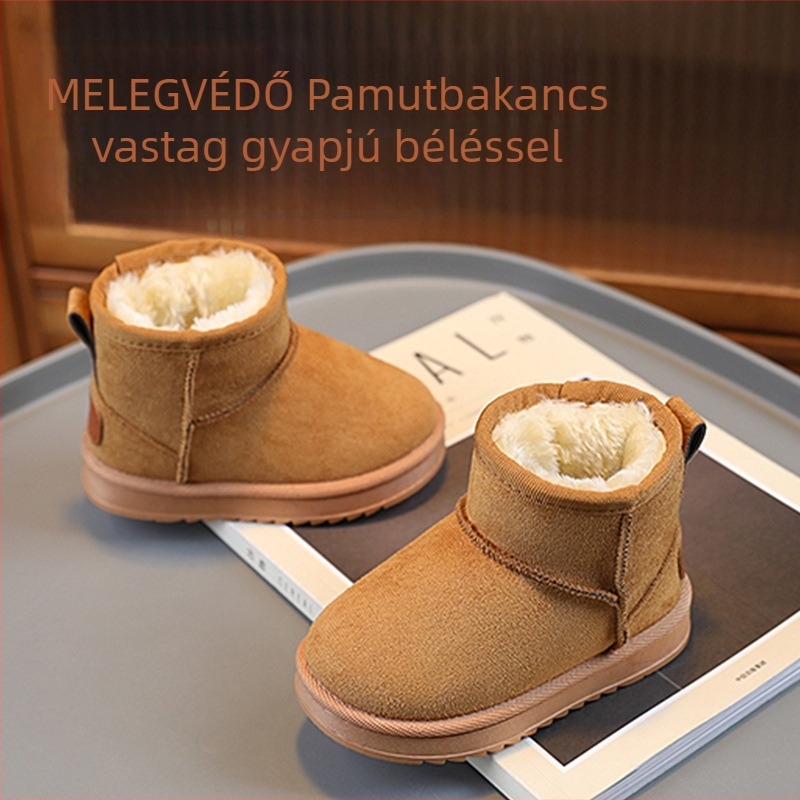 Uniszex gyerek téli bakancs fleece béléssel, vízálló, csúszásmentes, meleg, bokáig érő