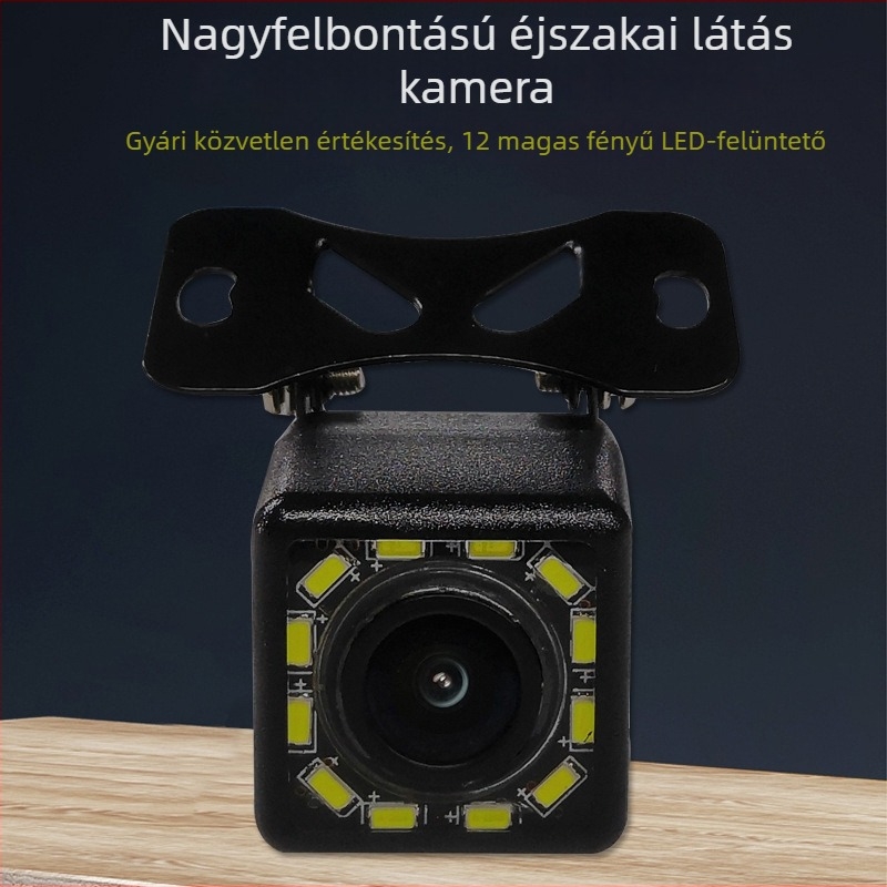 Külső autóhátsó kamera világítással, állítható 170°-os látószög, 12V tápegység, 720x576 felbontás