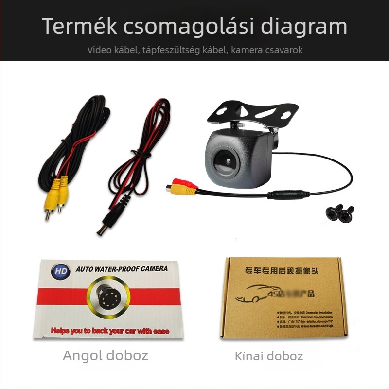 AHD autó hátsó kamera nagy kijelzővel, külső Android modul, 720p, csillagfényes éjszakai látás